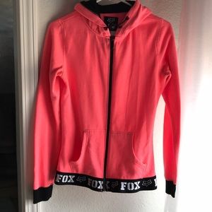 Neon Coral Fox Zip-Up